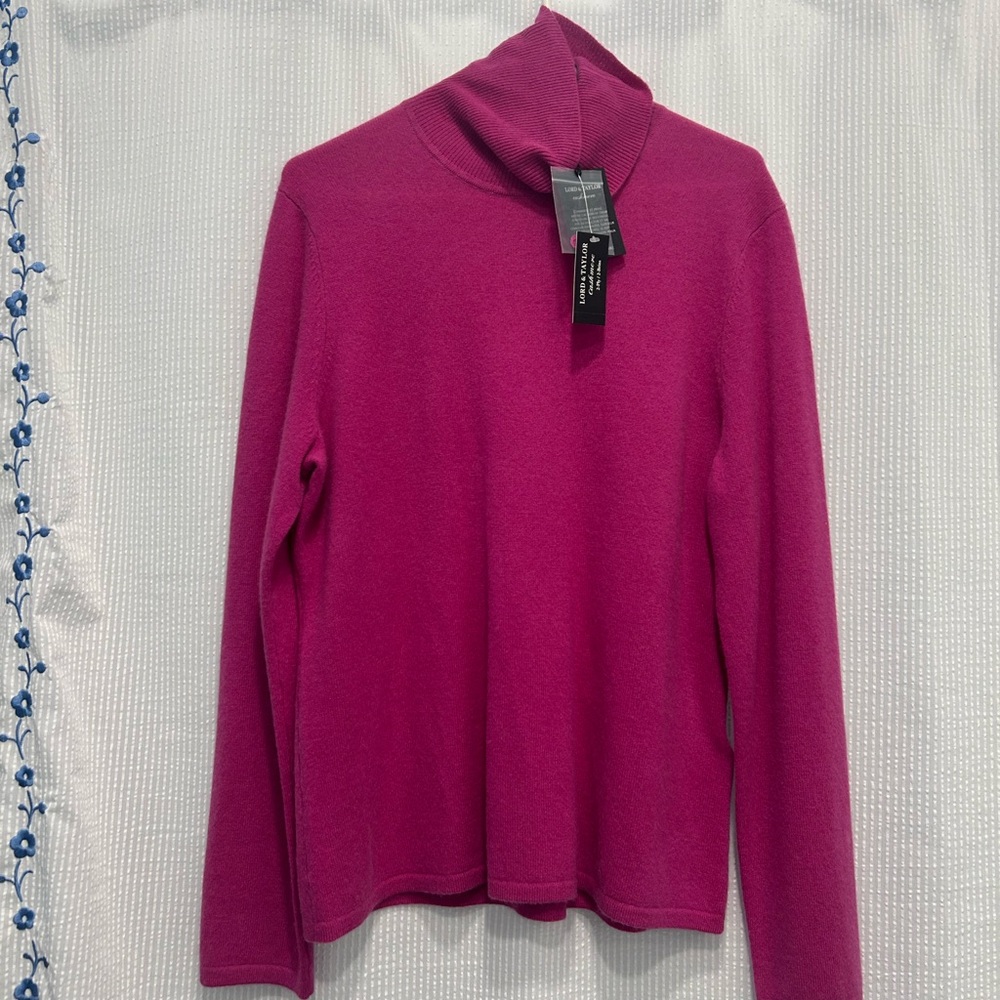 NWT Lord & Taylor Festival Fuschia Turtleneck Sweater